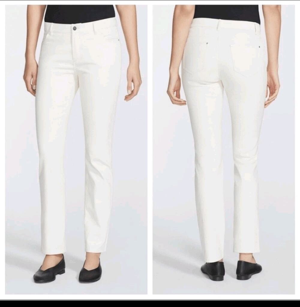 Lafayette 148 New York Thompson White Straight Leg Pants Size 12 Quiet Luxury